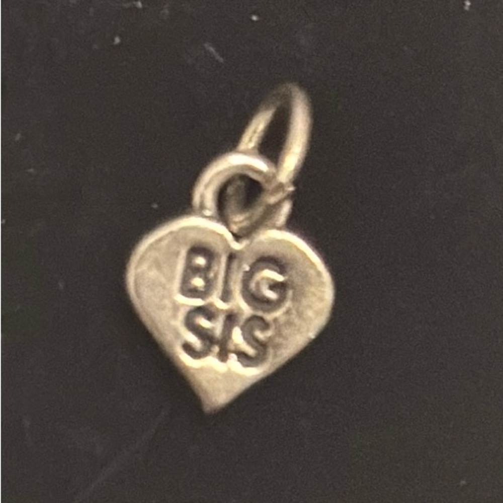 Mini Heart-Shaped 'Big Sis' Sterling Silver Charm